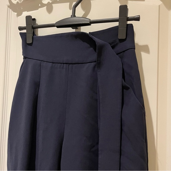 Aritzia Wilfred Feuille Navy Pleated Tie Waist Trouser Pants - Picture 10 of 14